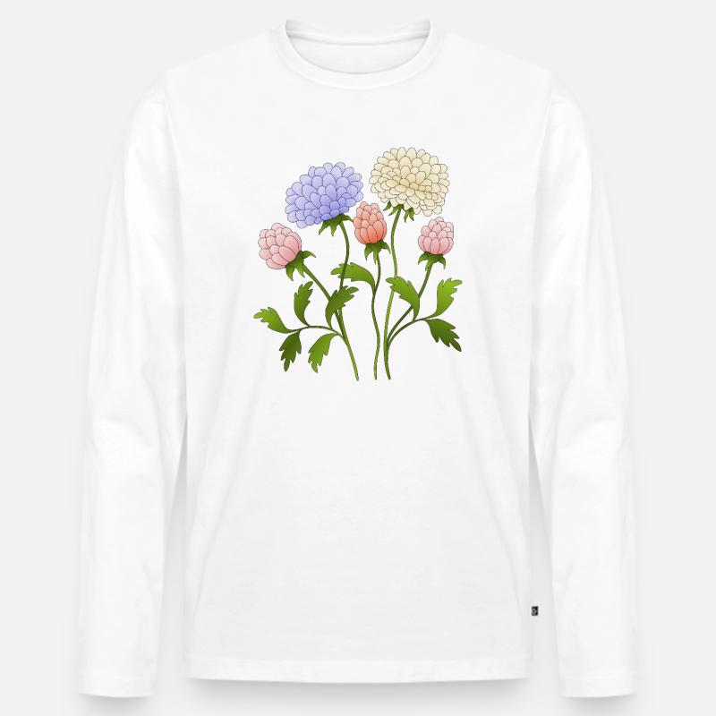 Blumen - Männer Premium Bio Langarmshirt - Weiß