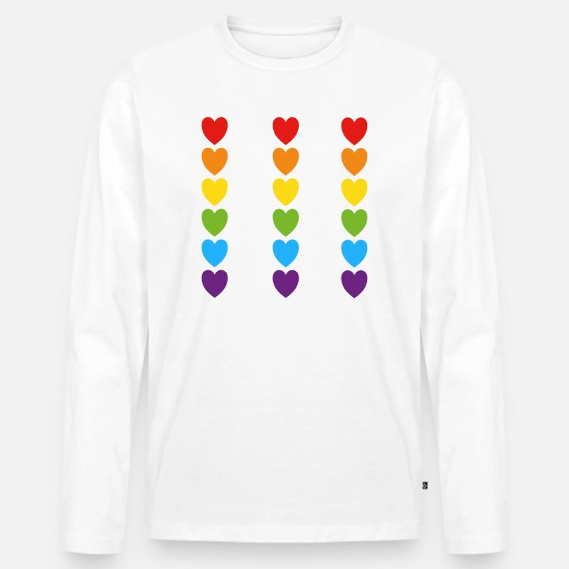 Stolz Regenbogenherzen - Männer Premium Bio Langarmshirt - Weiß
