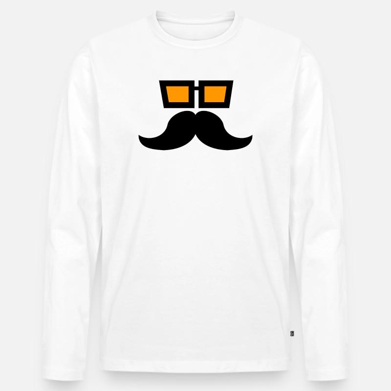 Schnurrbart - Männer Premium Bio Langarmshirt - Weiß