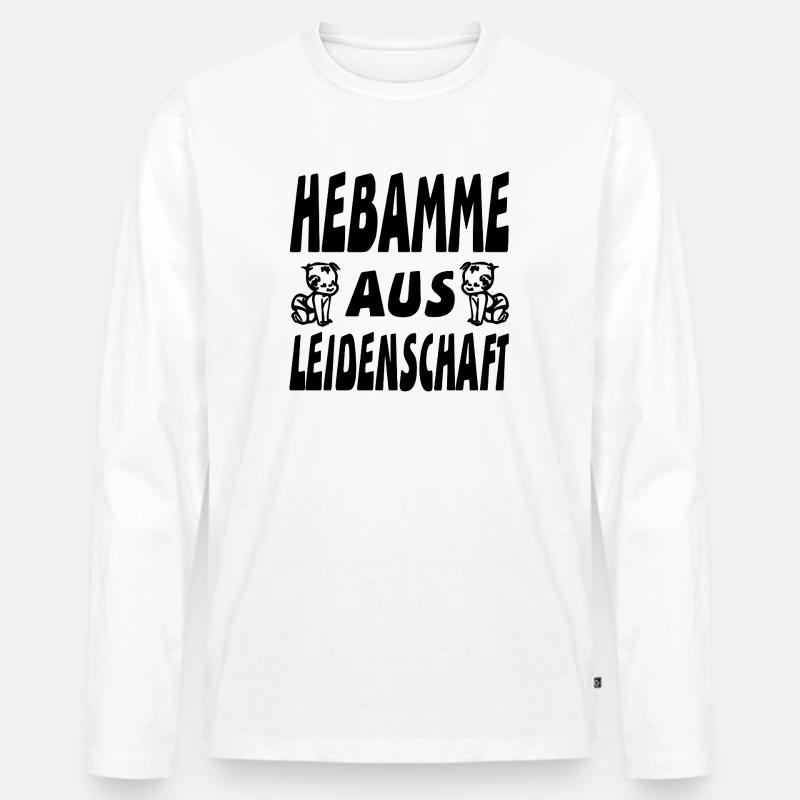 Hebamme - Männer Premium Bio Langarmshirt - Weiß