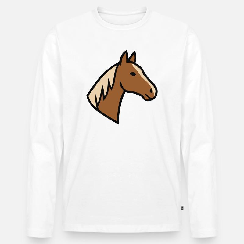 Pferdekopf Mähne Haflinger - Männer Premium Bio Langarmshirt - Weiß