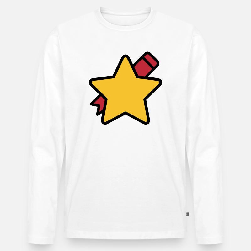 Stern Stift Schule Lehrer - Männer Premium Bio Langarmshirt - Weiß