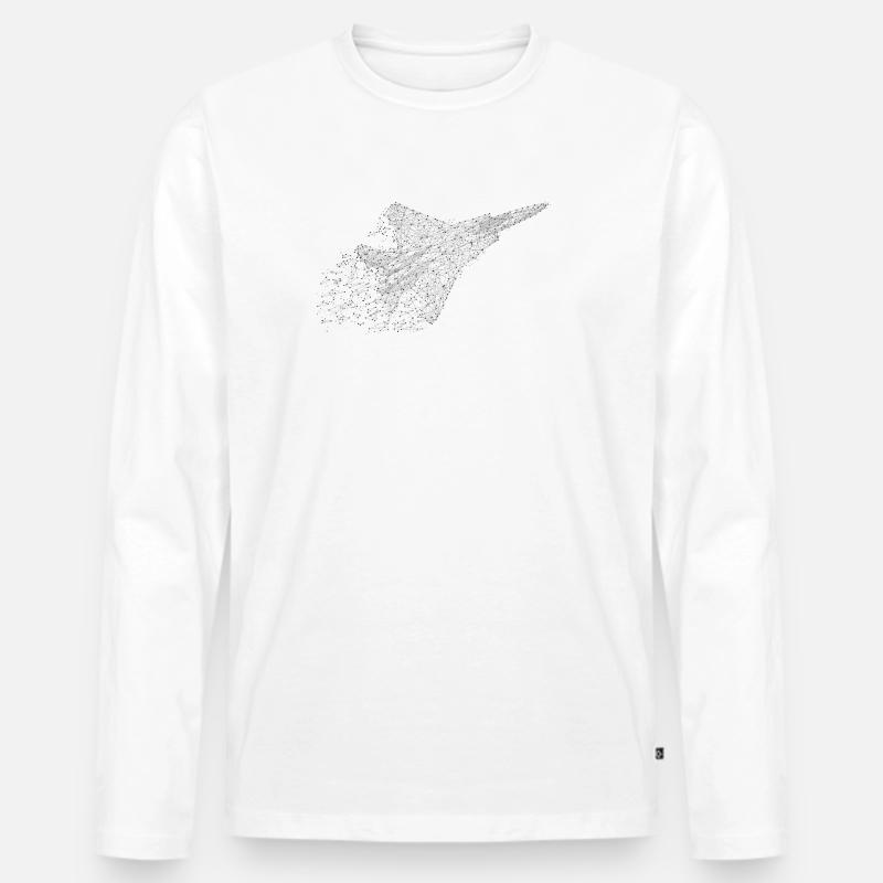 Kampfjet in Low-Poly-Optik - Männer Premium Bio Langarmshirt - Weiß