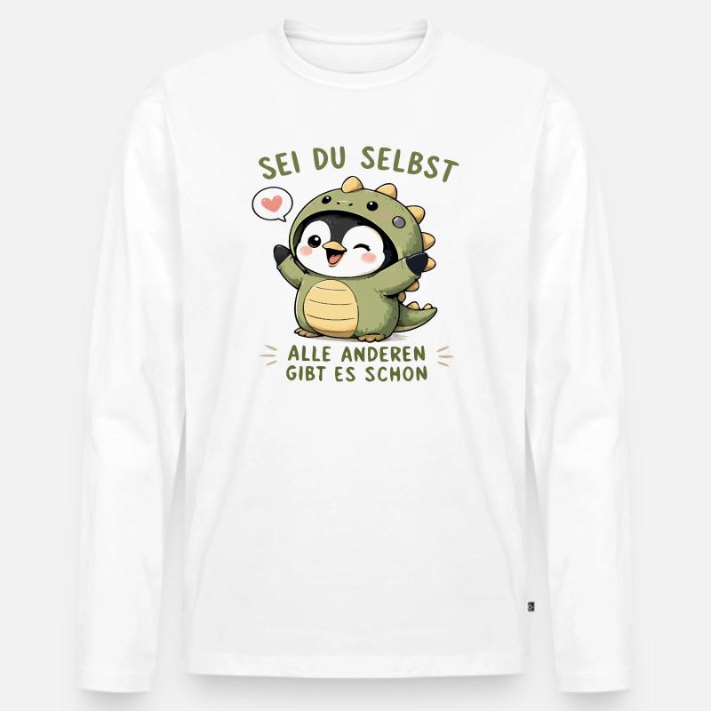 Sei du selbst - Pinguin - Männer Premium Bio Langarmshirt - Weiß
