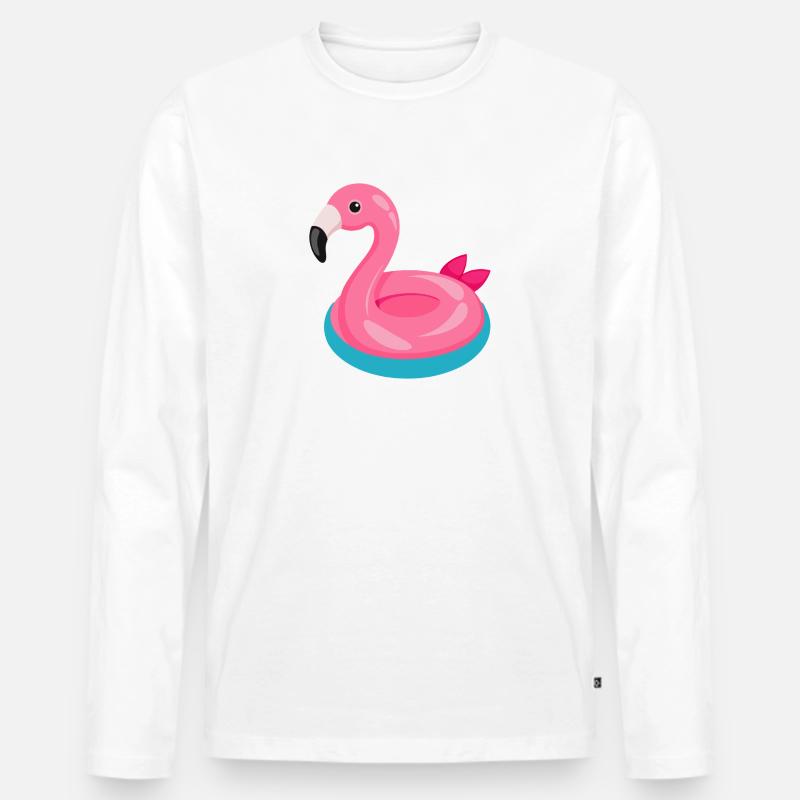 Flamingo-Schwimmschwimmer - Männer Premium Bio Langarmshirt - Weiß
