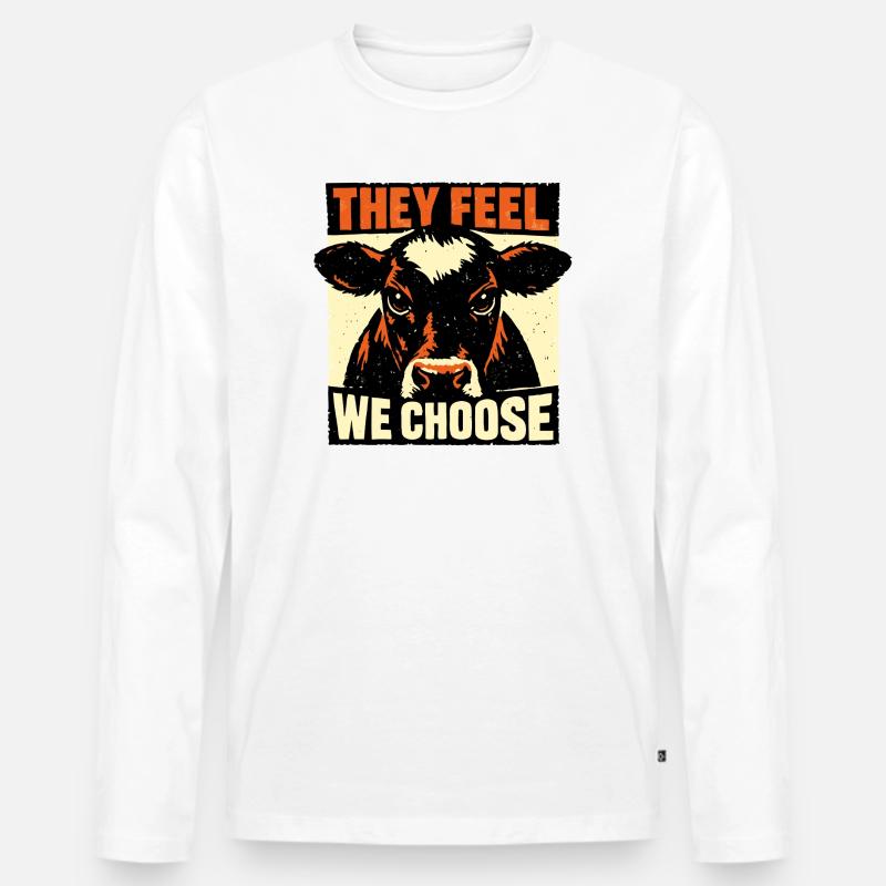 Kuhblick They Feel We Choose - Männer Premium Bio Langarmshirt - Weiß