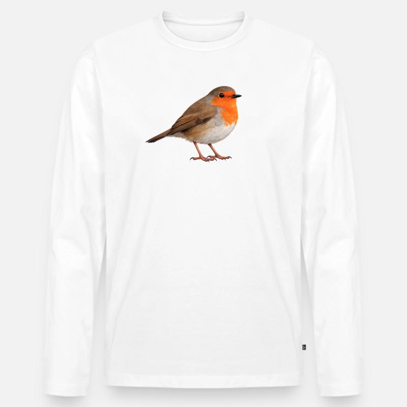 Robin - Männer Premium Bio Langarmshirt - Weiß