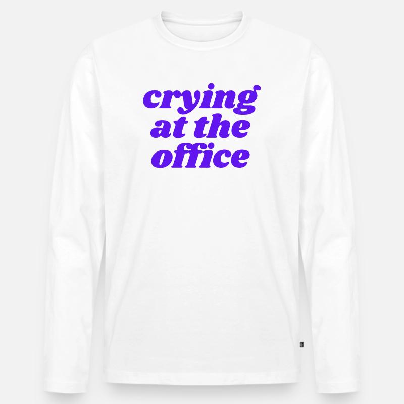 crying at the office - Männer Premium Bio Langarmshirt - Weiß