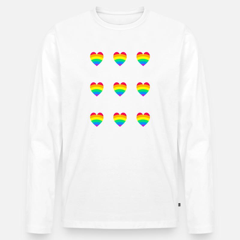 LGBT Pride Rainbow Hearts - Männer Premium Bio Langarmshirt - Weiß