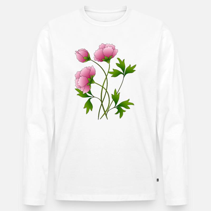 Blumen - Männer Premium Bio Langarmshirt - Weiß
