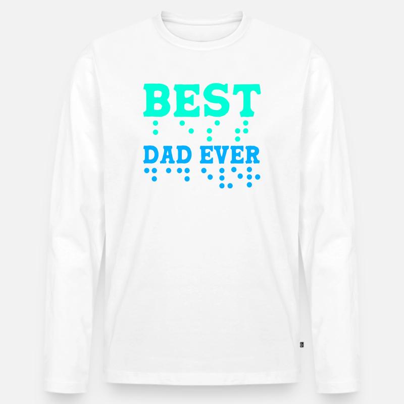 Blind Blindenschrift Braille - Männer Premium Bio Langarmshirt - Weiß