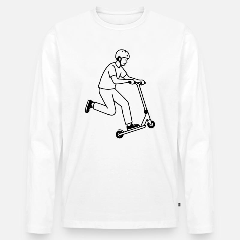 Stuntroller - Männer Premium Bio Langarmshirt - Weiß