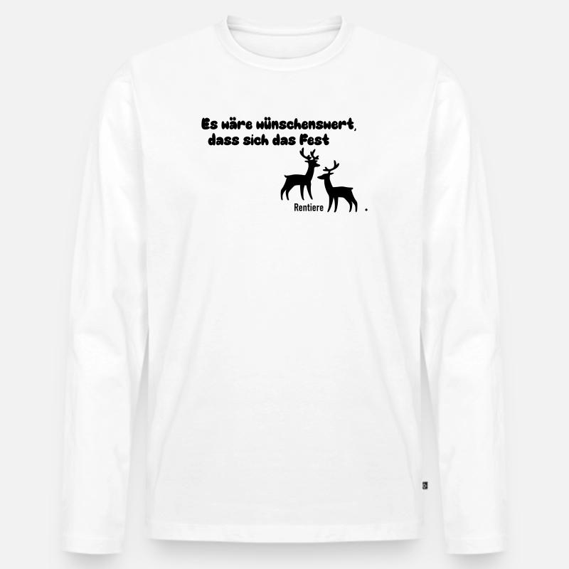 Rentiere - Männer Premium Bio Langarmshirt - Weiß