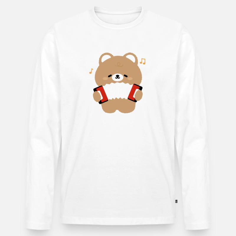 Bären-Akkordeon - Männer Premium Bio Langarmshirt - Weiß