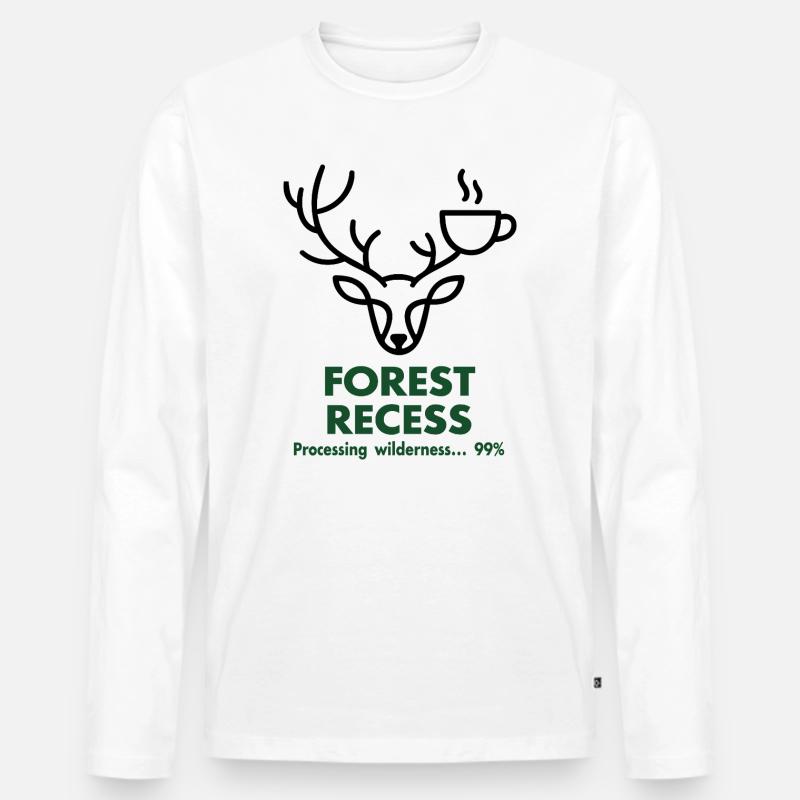 Hirsch mit Kelch im Wald - Männer Premium Bio Langarmshirt - Weiß
