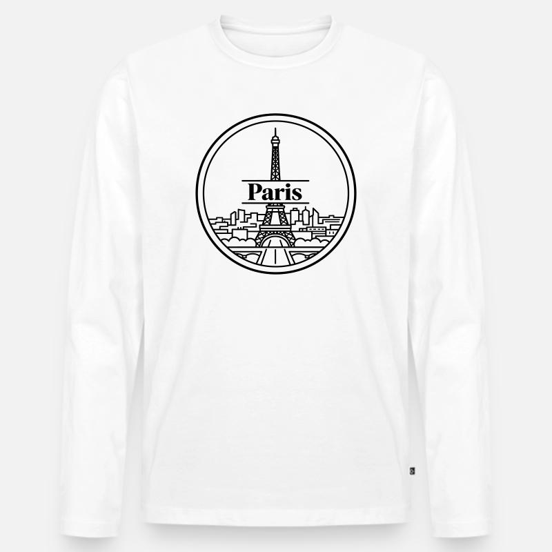 Paris - Männer Premium Bio Langarmshirt - Weiß