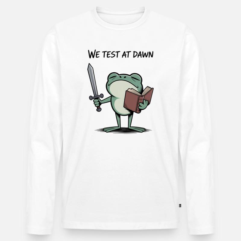 Froschritter im Morgengrauen - Männer Premium Bio Langarmshirt - Weiß
