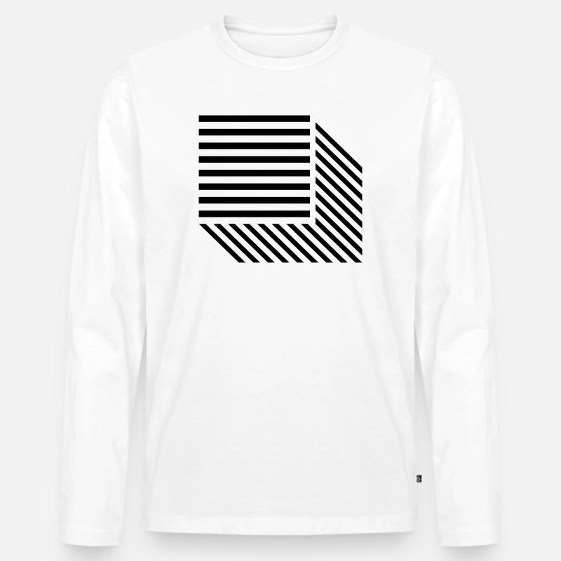 Quadratlinien-Design - Männer Premium Bio Langarmshirt - Weiß