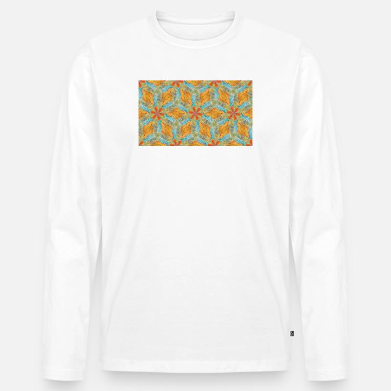 Kaleidoskop-Herbstflut - Männer Premium Bio Langarmshirt - Weiß
