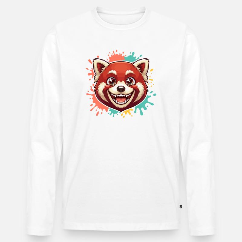 Roter Panda Spritzer - Männer Premium Bio Langarmshirt - Weiß