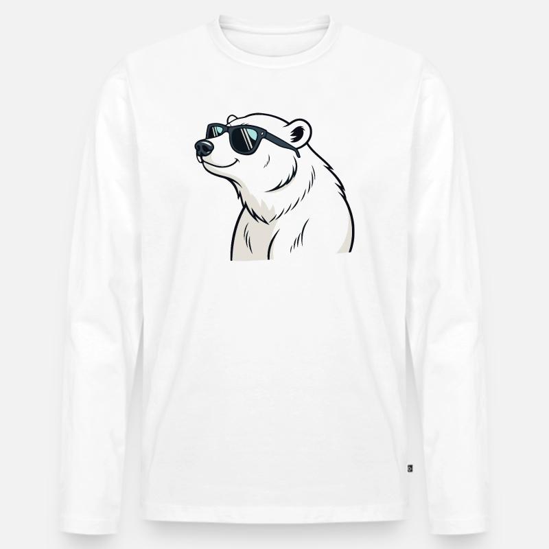 Cooler Eisbär mit Brille - Männer Premium Bio Langarmshirt - Weiß