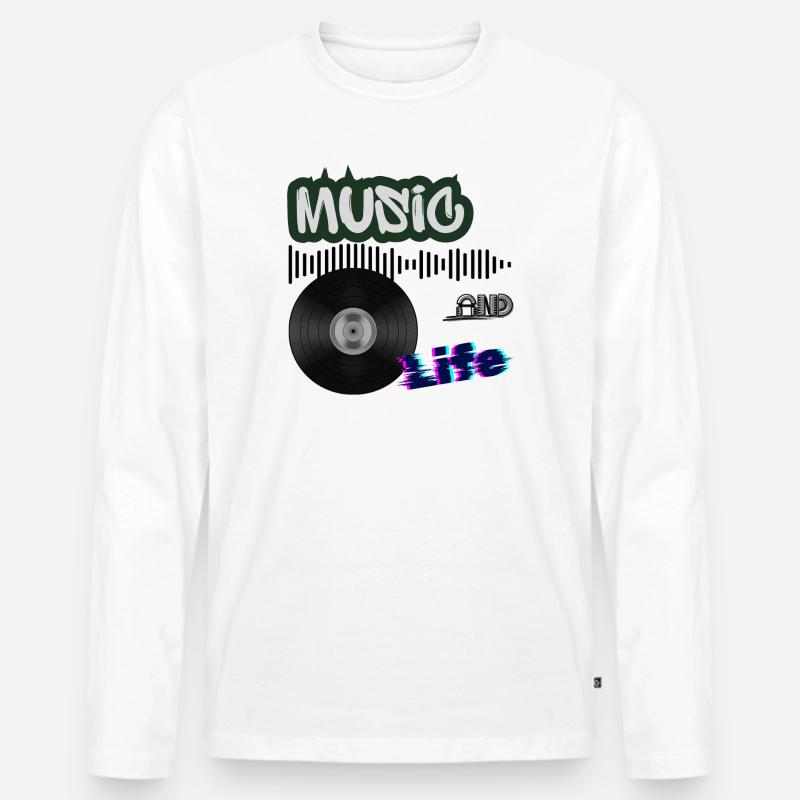 Vinyl - Männer Premium Bio Langarmshirt - Weiß