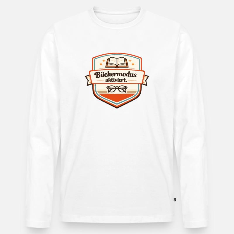 Büchermodus aktiviert - Männer Premium Bio Langarmshirt - Weiß
