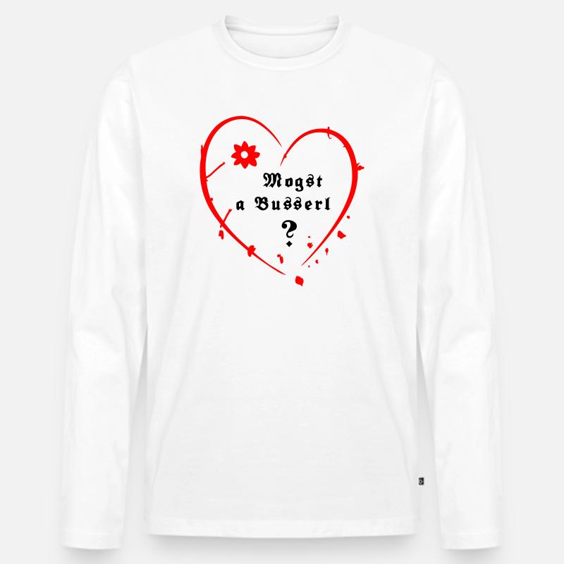  Herz  - Männer Premium Bio Langarmshirt - Weiß
