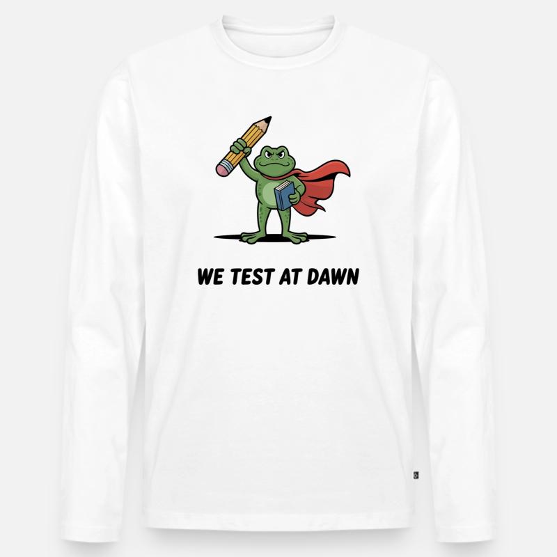 Dawn Test Froschheld - Männer Premium Bio Langarmshirt - Weiß
