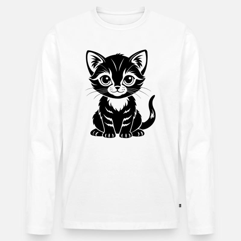 Süße Katze - Männer Premium Bio Langarmshirt - Weiß