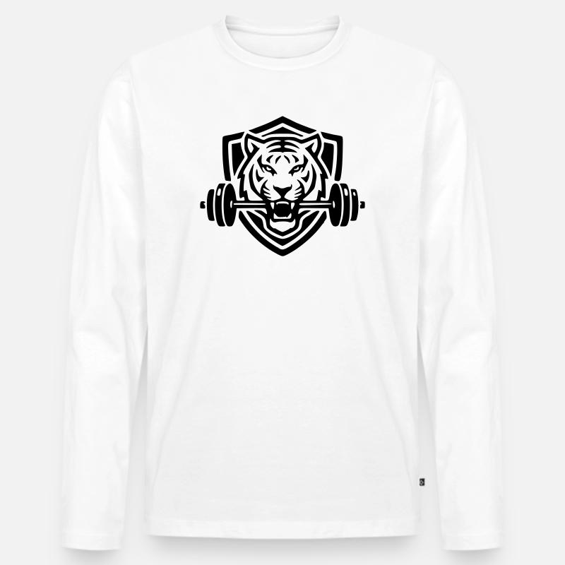 Tiger - Männer Premium Bio Langarmshirt - Weiß