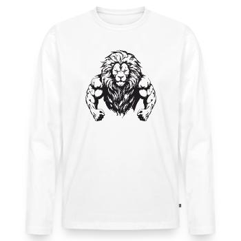 Muscles Lion - T-shirt manches longues Premium bio Homme - blanc - Devant - Nico (187cm)