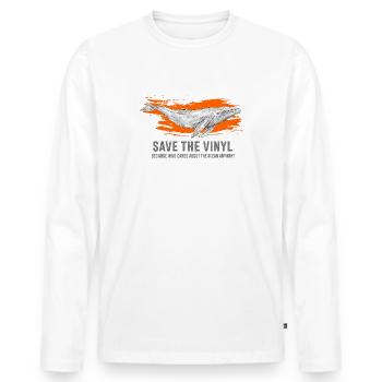 Art de sauvetage de baleines et vinyles - T-shirt manches longues Premium bio Homme - blanc - Devant - Nico (187cm)