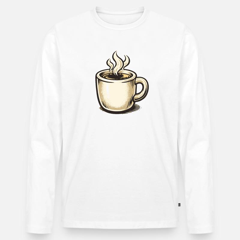 Kaffee - Männer Premium Bio Langarmshirt - Weiß