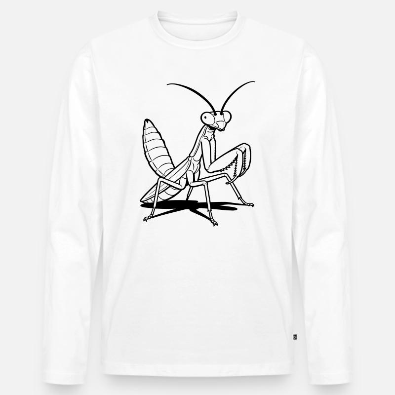 Gottesanbeterin - Männer Premium Bio Langarmshirt - Weiß