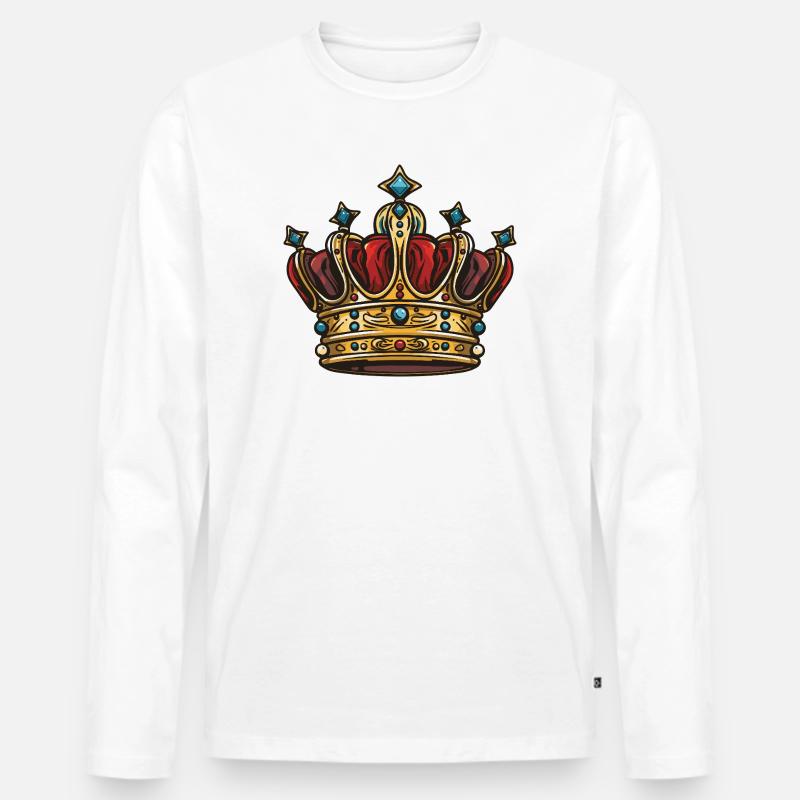 Krone Symbol - Männer Premium Bio Langarmshirt - Weiß