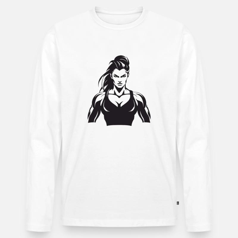 Frau Muskeln - Männer Premium Bio Langarmshirt - Weiß