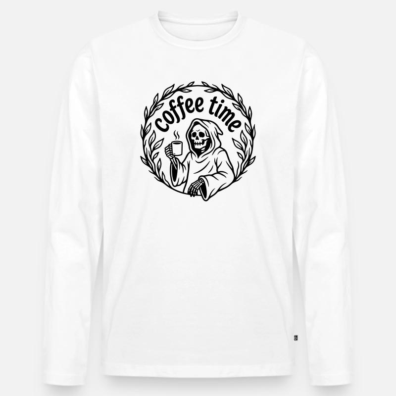 Kaffeezeit - Männer Premium Bio Langarmshirt - Weiß