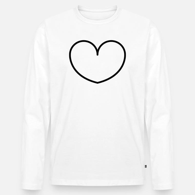 Herz - Männer Premium Bio Langarmshirt - Weiß