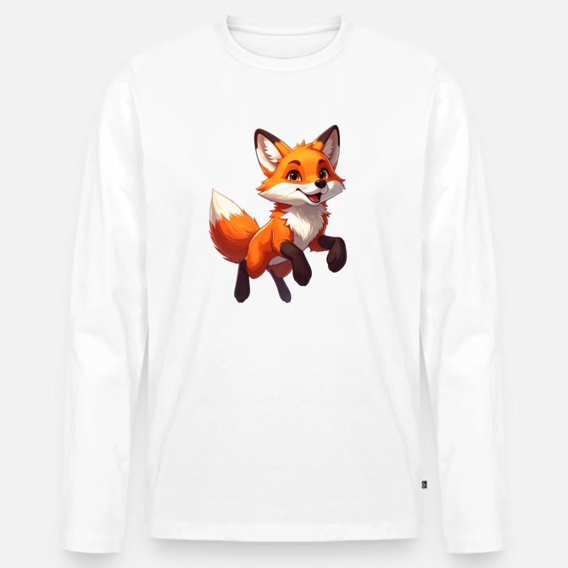 Springender Fuchs - Männer Premium Bio Langarmshirt - Weiß