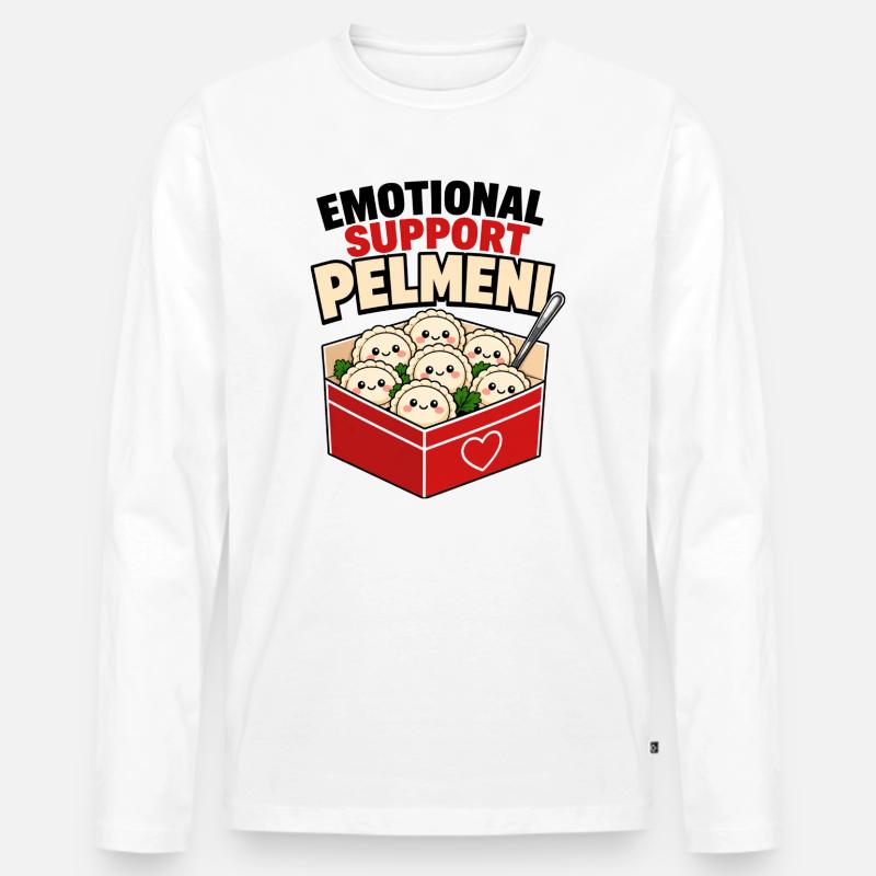 Emotionale Unterstützung Pelmeni - Männer Premium Bio Langarmshirt - Weiß