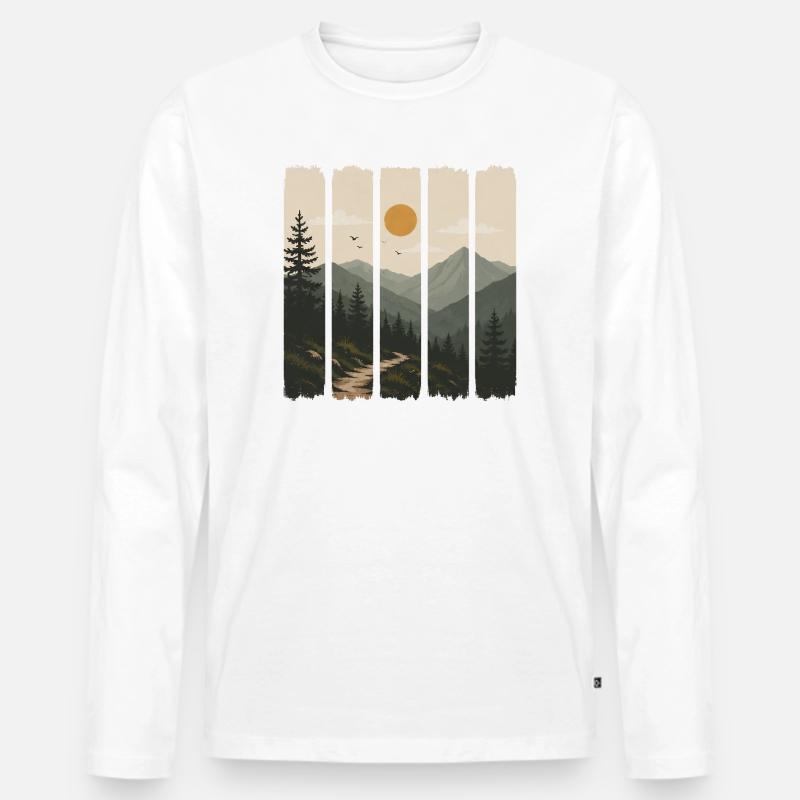 Waldpanorama in Sonnenpaneelen - Männer Premium Bio Langarmshirt - Weiß