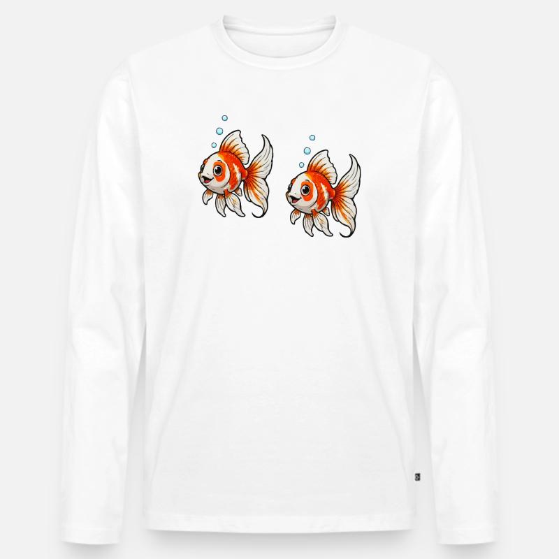 Goldfische Comic - Männer Premium Bio Langarmshirt - Weiß