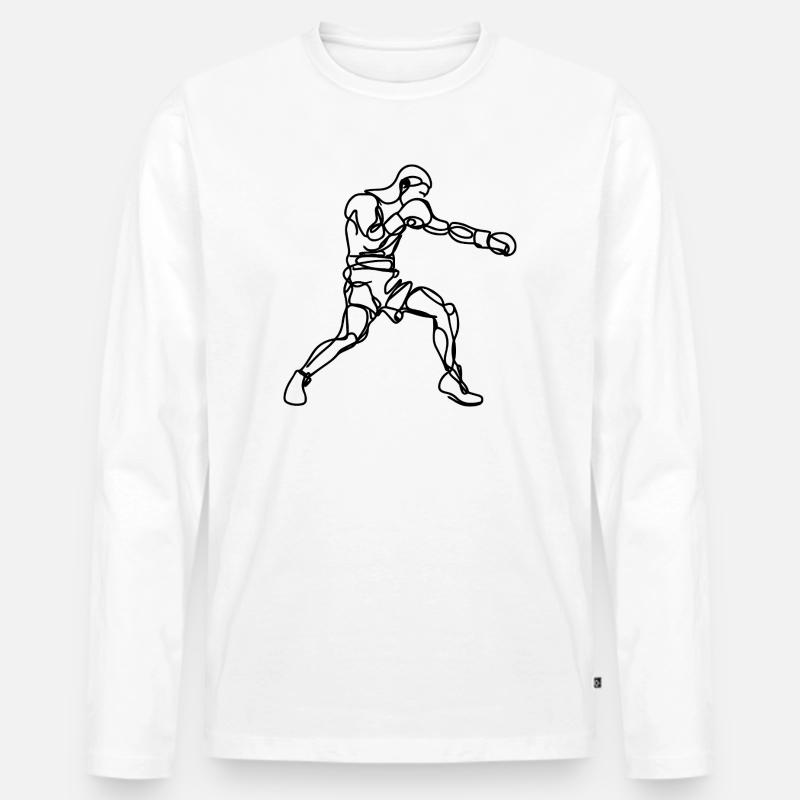 Boxen Grafik - Männer Premium Bio Langarmshirt - Weiß