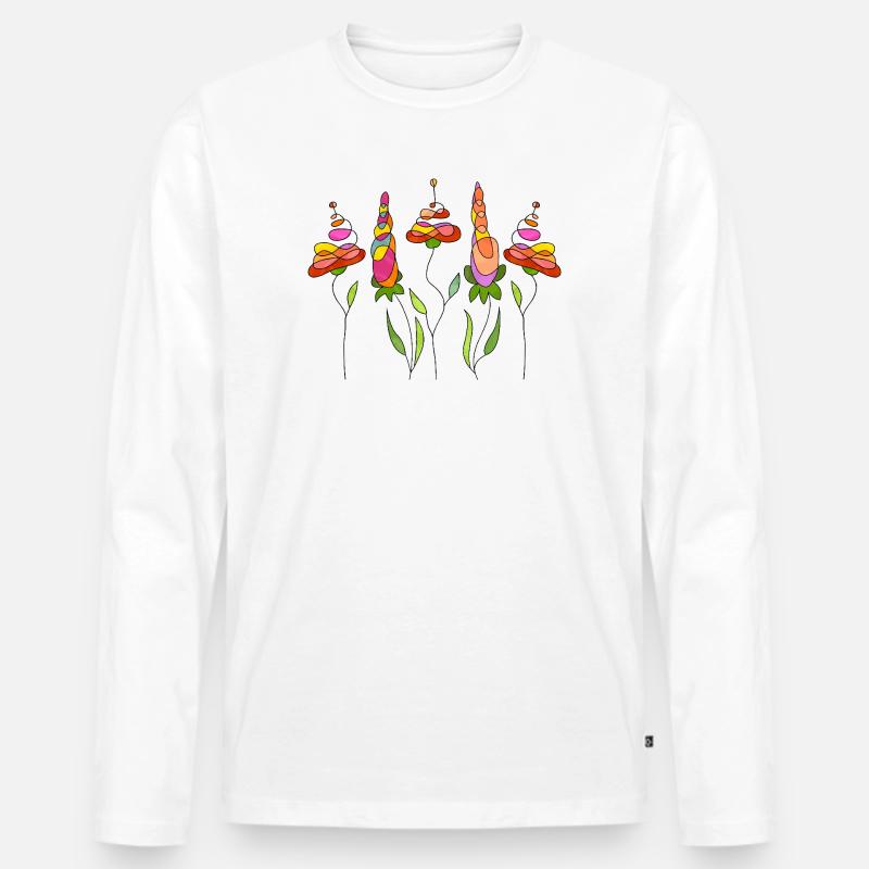 Blumen - Männer Premium Bio Langarmshirt - Weiß
