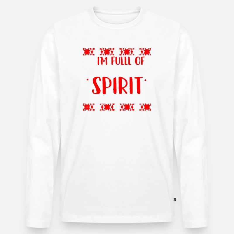 Voll mit Weihnachtsgeist-Vodka-Tee - Männer Premium Bio Langarmshirt - Weiß
