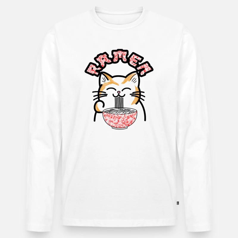 Ramen Katze Popart - Männer Premium Bio Langarmshirt - Weiß