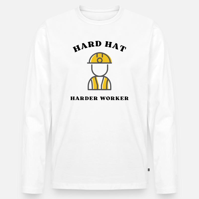 Baustellenheld Silhouette - Männer Premium Bio Langarmshirt - Weiß