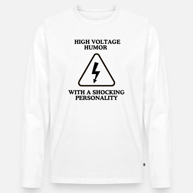 Blitzwarnung Dreieckszeichen - Männer Premium Bio Langarmshirt - Weiß