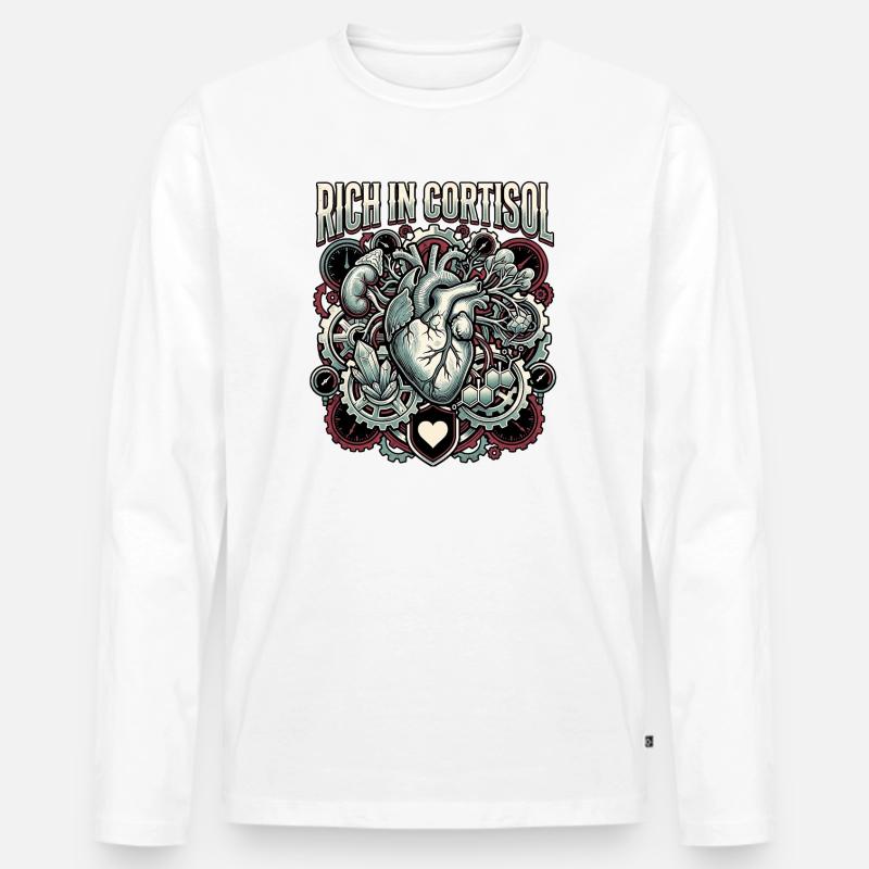 Rich In Cortisol - Männer Premium Bio Langarmshirt - Weiß